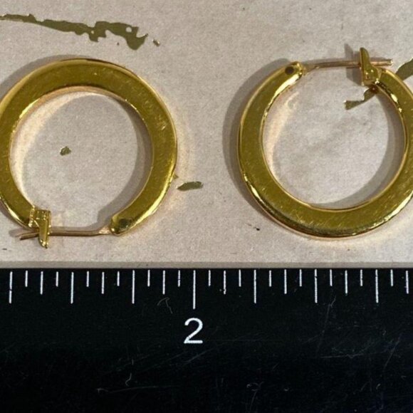 Gold Plated Hoop Earrings w/ 14K Gold Stems - Picture 1 of 3